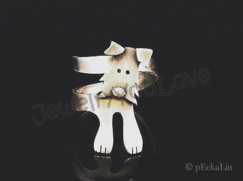 Einstellbare Handgemachte Sterling Silber Draht Foxterrier Ring - Binky von JYLbyPeekaliu