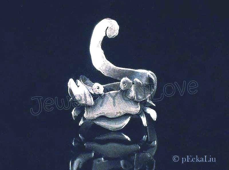 Handgefertigter Sterling Silber Krabbe Ring - Louie Handgefertigter Sterling Silber Krabbe Ring - Louie von JYLbyPeekaliu