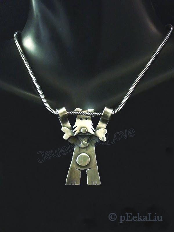 Handgefertigte Sterling Silber Wire Foxterrier/Lakeland Airedale Halskette - Binky Handgefertigte Sterling Silber Wire Foxterrier/Lakeland Airedale Halskette - Binky von JYLbyPeekaliu