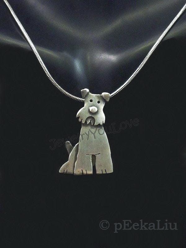 Handgemachte Halskette Aus Sterlingsilber Draht/Foxterrier Lakeland Welsh Airedale - Alexa Handgemachte Halskette Aus Sterlingsilber Draht/Foxterrier Lakeland Welsh Airedale - Alexa von JYLbyPeekaliu