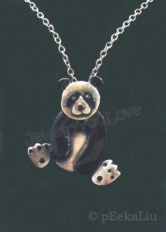 Handgemachte Sterling Silber Panda Halskette - Mei Handgemachte Sterling Silber Panda Halskette - Mei von JYLbyPeekaliu