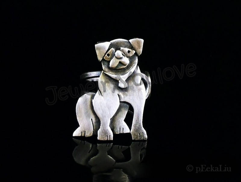 Handgemachte Sterling Silber Mops Ring - Gänseblümchen Handgemachte Sterling Silber Mops Ring - Gänseblümchen von JYLbyPeekaliu