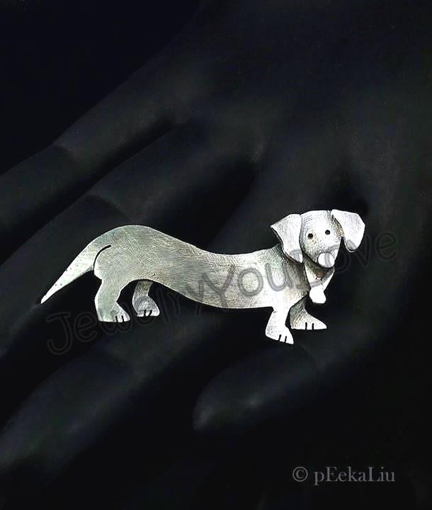 Handgemachte Sterling Silber Dackel Brosche - Didi Handgemachte Sterling Silber Dackel Brosche - Didi von JYLbyPeekaliu