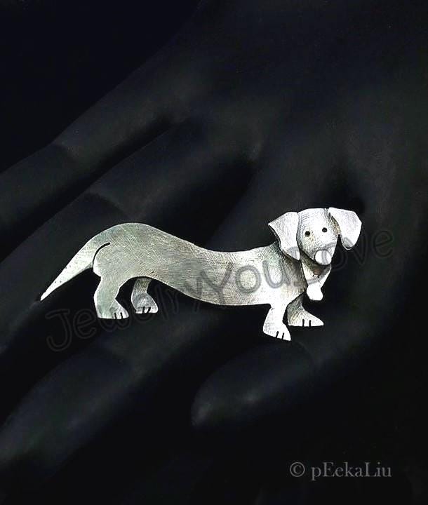 Handgemachte Sterling Silber Dackel Brosche - Didi Handgemachte Sterling Silber Dackel Brosche - Didi von JYLbyPeekaliu