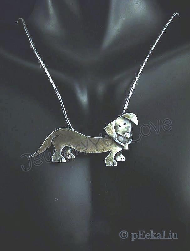 Handgemachte Sterling Silber Dackel Halskette - Didi Handgemachte Sterling Silber Dackel Halskette - Didi von JYLbyPeekaliu