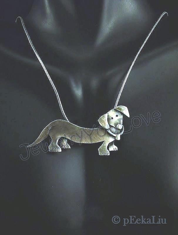 Handgemachte Sterling Silber Dackel Halskette - Didi Handgemachte Sterling Silber Dackel Halskette - Didi von JYLbyPeekaliu