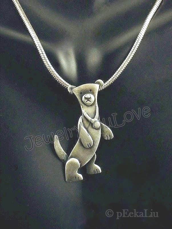 Handgemachte Sterling Silber Frettchen Halskette - Mocca Handgemachte Sterling Silber Frettchen Halskette - Mocca von JYLbyPeekaliu