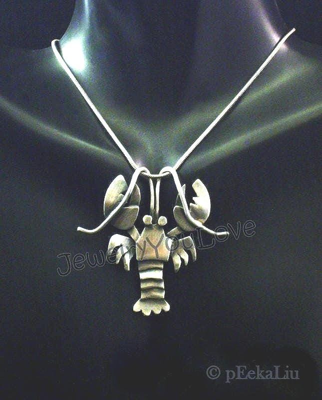 Handgemachte Sterling Silber Hummer Halskette - Pinchy Handgemachte Sterling Silber Hummer Halskette - Pinchy von JYLbyPeekaliu