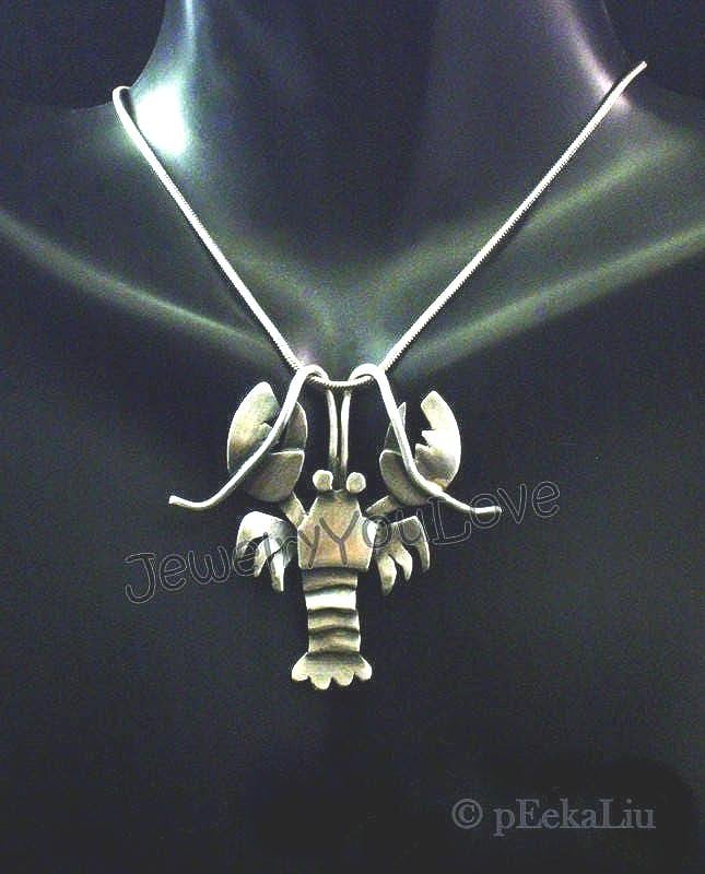Handgemachte Sterling Silber Hummer Halskette - Pinchy von JYLbyPeekaliu