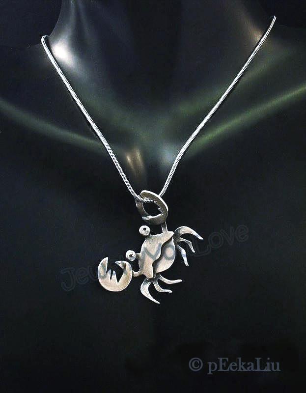 Handgemachte Sterling Silber Krabbe Halskette - Crazy Crab Handgemachte Sterling Silber Krabbe Halskette - Crazy Crab von JYLbyPeekaliu
