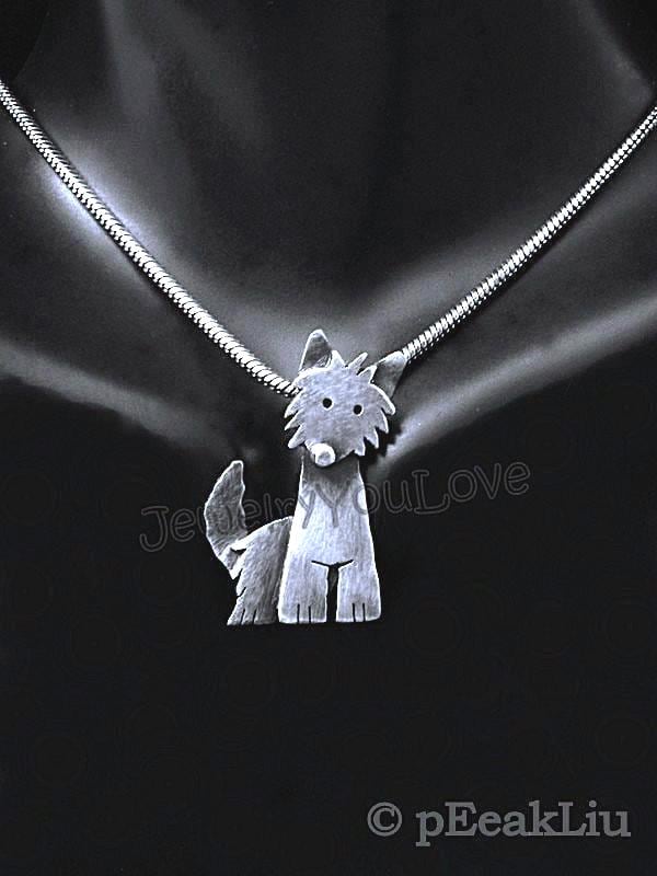 Handgemachte Sterling Silber Portugieser Podengo Pequino Halskette - Chico Handgemachte Sterling Silber Portugieser Podengo Pequino Halskette - Chico von JYLbyPeekaliu