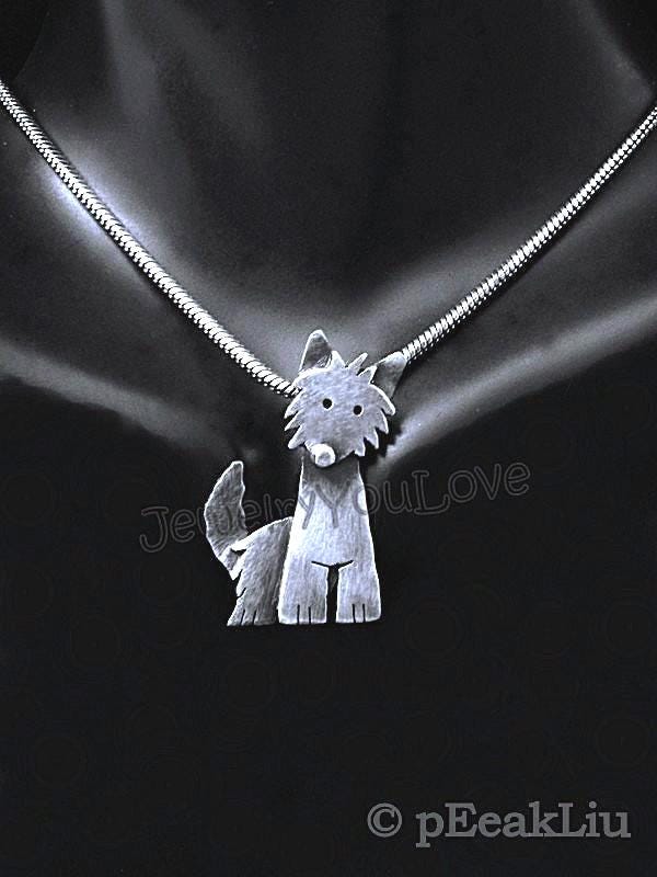 Handgemachte Sterling Silber Portugieser Podengo Pequino Halskette - Chico Handgemachte Sterling Silber Portugieser Podengo Pequino Halskette - Chico von JYLbyPeekaliu