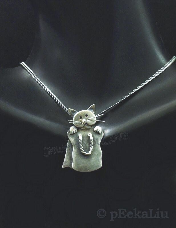 Handgemachte Sterling Silber Katze Halskette - Im Sack Handgemachte Sterling Silber Katze Halskette - Im Sack von JYLbyPeekaliu