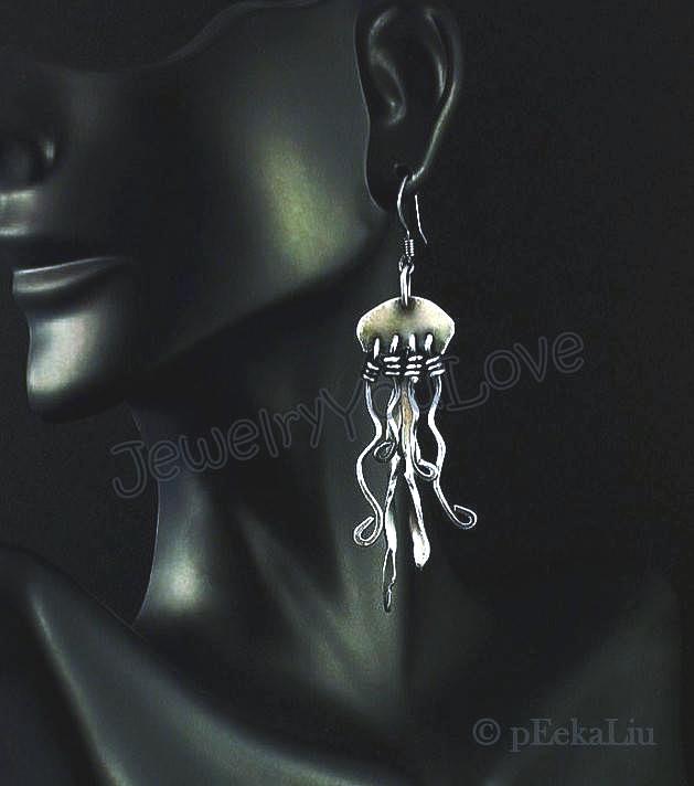 Handgemachte Sterling Silber Quallen Ohrringe - Flowy von JYLbyPeekaliu
