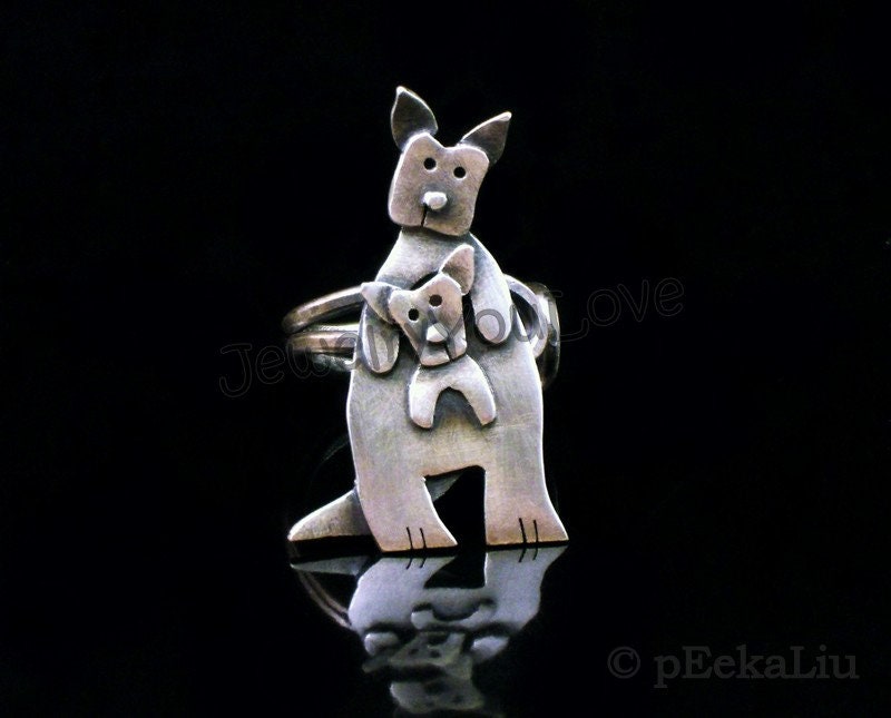 Handgemachte Sterling Silber Känguru Ring - Hoppie Handgemachte Sterling Silber Känguru Ring - Hoppie von JYLbyPeekaliu