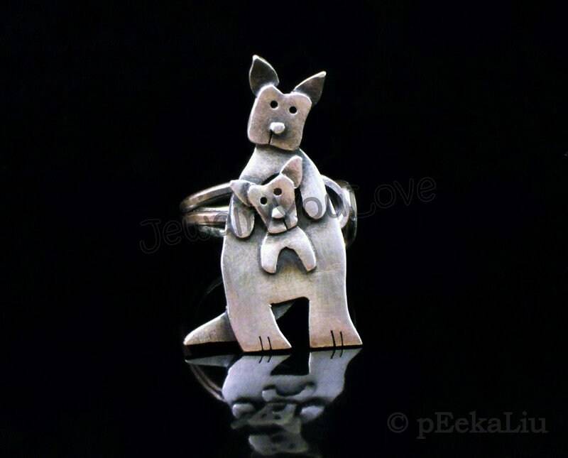 Handgemachte Sterling Silber Känguru Ring - Hoppie Handgemachte Sterling Silber Känguru Ring - Hoppie von JYLbyPeekaliu