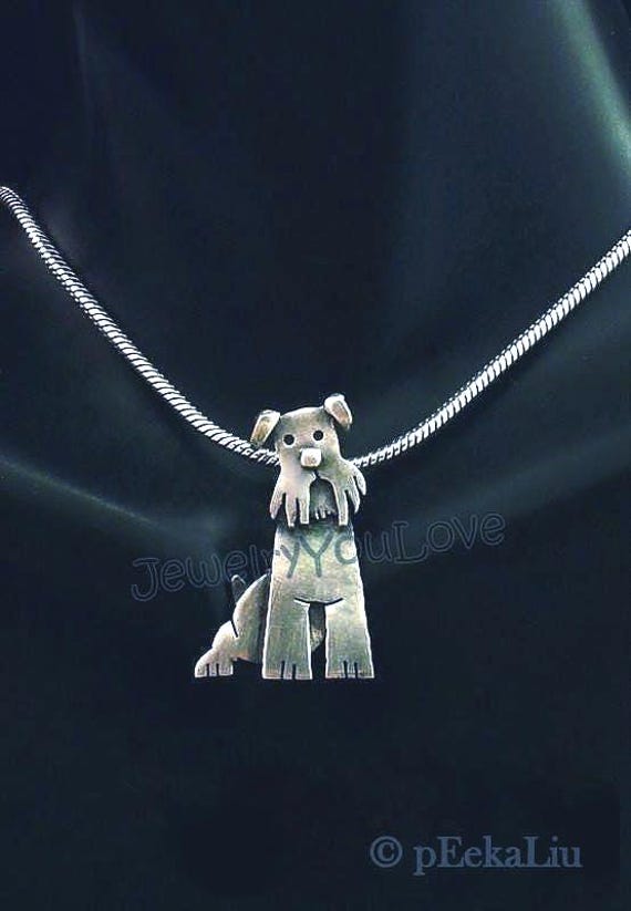 Handgemachte Sterling Silber Schnauzer/Foxterrier Halskette - Murphy Handgemachte Sterling Silber Schnauzer/Foxterrier Halskette - Murphy von JYLbyPeekaliu