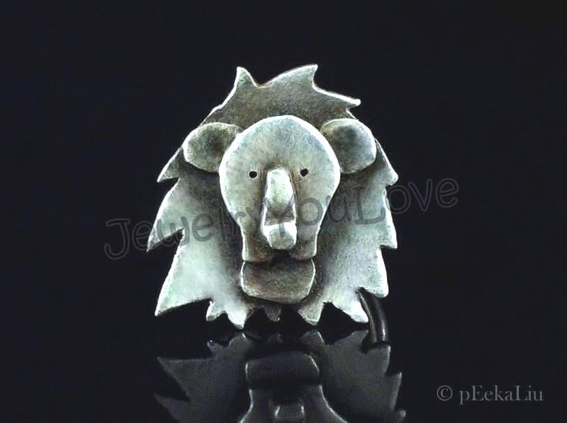 Verstellbarer Handgemachter Sterling Silber Löwe Ring - Leo Verstellbarer Handgemachter Sterling Silber Löwe Ring - Leo von JYLbyPeekaliu