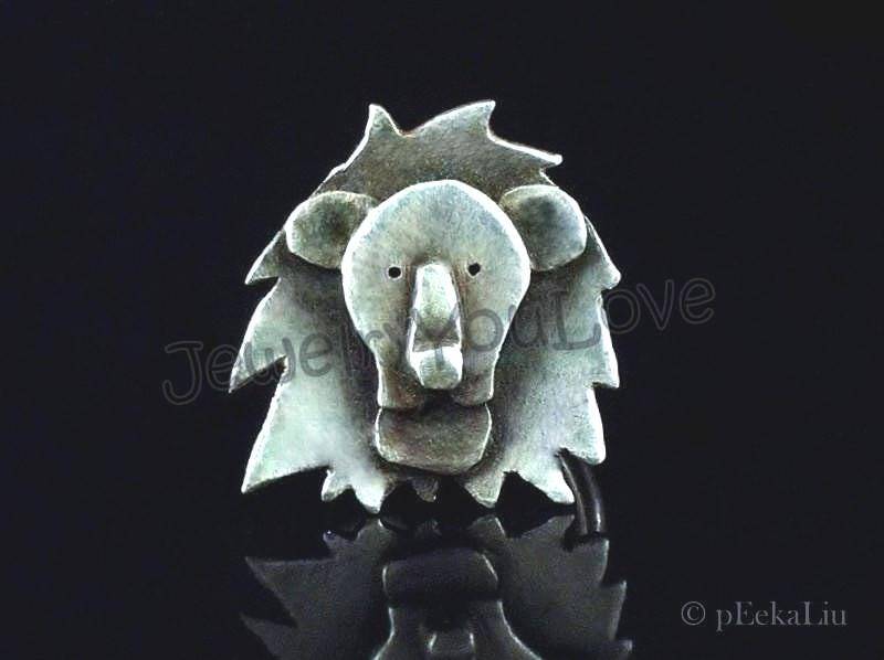 Verstellbarer Handgemachter Sterling Silber Löwe Ring - Leo von JYLbyPeekaliu