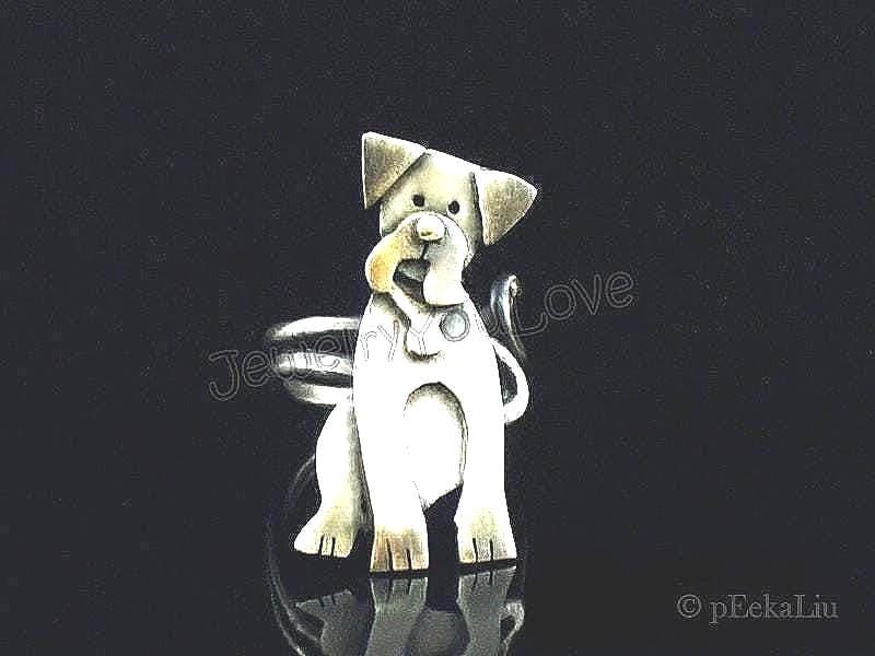 Verstellbarer Handgemachter Sterling Silber Boxer Hund Ring - Rubin Verstellbarer Handgemachter Sterling Silber Boxer Hund Ring - Rubin von JYLbyPeekaliu