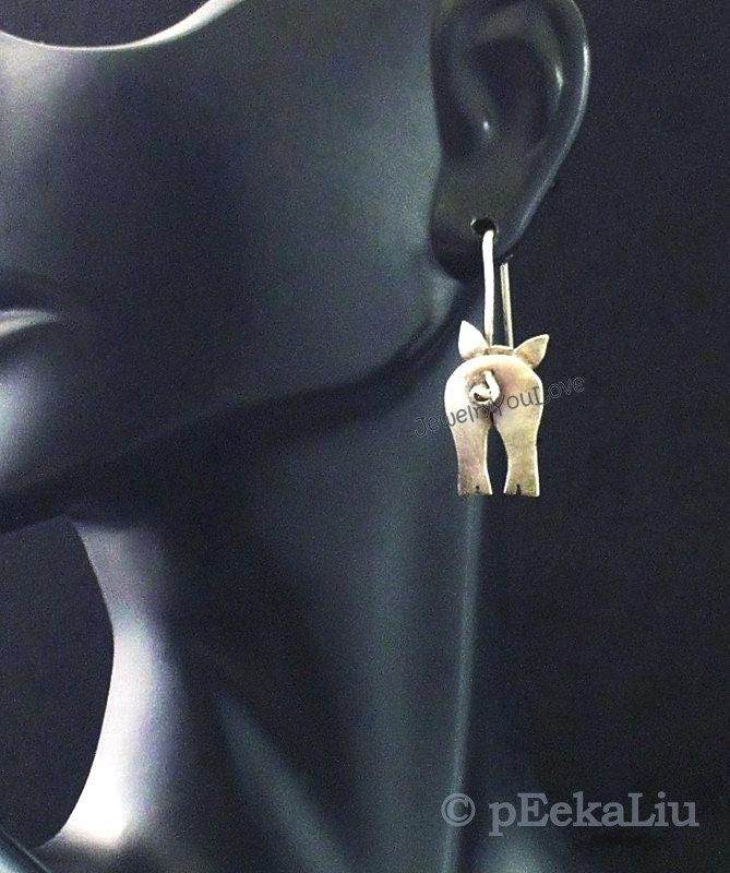 sterling Silber Schwein Hintern Ohrringe - Bubble von JYLbyPeekaliu