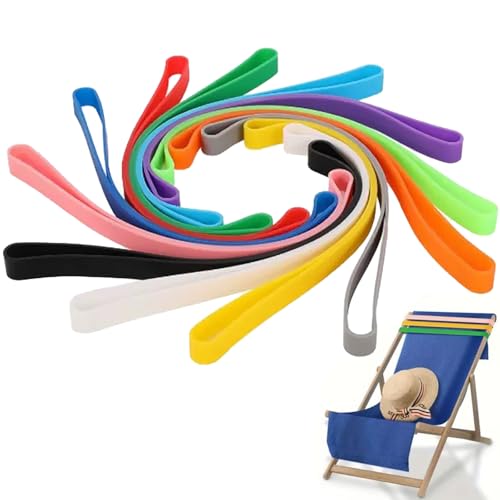 12 Stück Handtuchbänder Strand, Kreuzfahrt Strand Must Have, Große Silikon Gummibänder Mehrfarbig Strandtuchhalter Band, 30 X 1 Cm Extra Große Elastische Bands, Für Strandkörbe Strandzubehör (6 Farbe) von JYNVO
