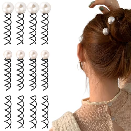 12 Stück Spirale Haarspange, Haarnadeln mit Perlen, Spiral Haarschmuck Braut Haar Clip Haar Accessoires Haarnadeln für Haarstyling Geeignet für Hochzeit Prom Party Mädchen (3 Stile) von JYNVO