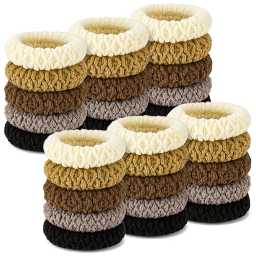30 Stück Haargummis Damen, Haargummis Mädchen, Bunt Elastisch Zopfgummis Mädchen, Nylon Weiche Haargummi für Frauen Dickes Lockiges Glattes Haar von JYNVO
