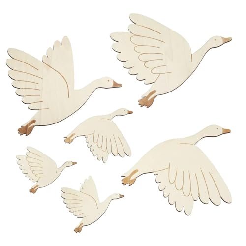 6 Stück Kinderzimmer Deko Schwan Wanddeko Kinderzimmer Mädchen Jungen Boho Stil Wanddeko Set Kinder Basteln Set Holz DIY Boho Deko Schwan Wandtattoo von JYNVO