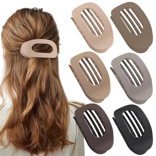 Haarklammer Groß 6Er Set, Entenschnabel Haarspange Damen, Flache Haarspangen Damen Rutschfeste French Haarklammern, Schnabel Haarspange, Autofahren, Sport Und Haarschmuck von JYNVO