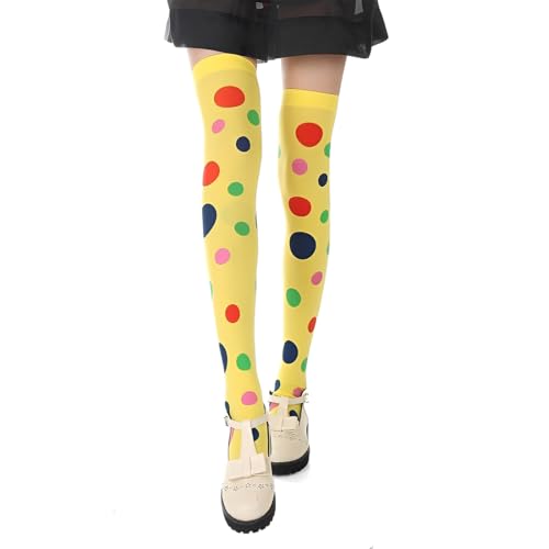 JYNVO 1 Paar Halloween Clowm socken Cosplay Strümpfe Party Lange Socken Tupfen Socken für Halloween Weihnachten Karneval Fasching Ball Geburtstag von JYNVO