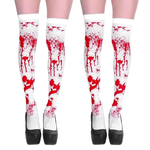 JYNVO 2 Paar Halloweenblutsocken-Halloween-Blutige Socken-Cosplay-Halloween-Blutsocken-Lustig Und Gruselig-Geeignet FüR Maskeradepartys, UrlaubskostüMe von JYNVO