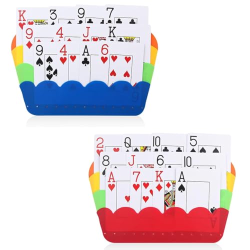 JYNVO 2 Stück Spielkartenhalter, Regalbesteck mit 3 Rampen, Regenbogen-Design, für Senioren, Kinder, Arthritikern & Feiern von JYNVO