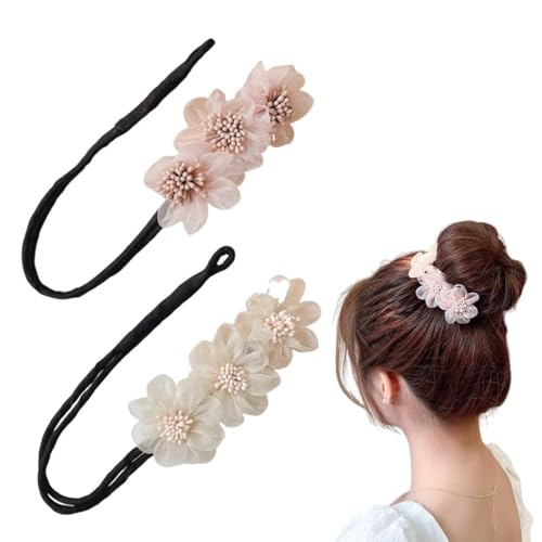 JYNVO 2er-Pack Magic Bun, Perlenblumen-Dutt-Maker, Donut-Dutt-Maker für Frauen, Magic Bun Maker für Frauen, Dutt-Maker-Set für Kinder, Mädchen, Frauen von JYNVO