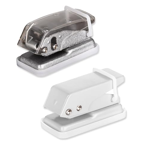 JYNVO 2er-Pack tragbarer Mini-Einzellocher für Büro, weiß, Schule und Heimwerkerprojekte, Ordnerlocher, Musterstanzer rund, perfekt für Alben, Andenken und Lesezeichen, ergonomisches Design von JYNVO