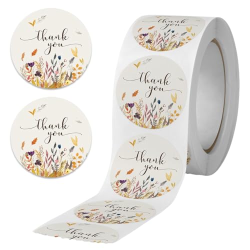JYNVO 500 Stück Danke Aufkleber-2.5cm-1inch - Dankeschön Aufkleber im Blumenstil - Danke Etiketten Selbstklebend - Thank You Sticker für Papiertüten, Geschenkverpackungen und Umschlägen von JYNVO