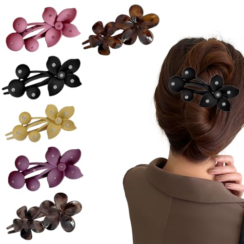 JYNVO 6 Stück Blumen Haarklammer Schmetterling Haarspangen Damen Groß Matt Entenschnabel Haarspange Krokodil Haarnadel Für Frauen Mädchen von JYNVO