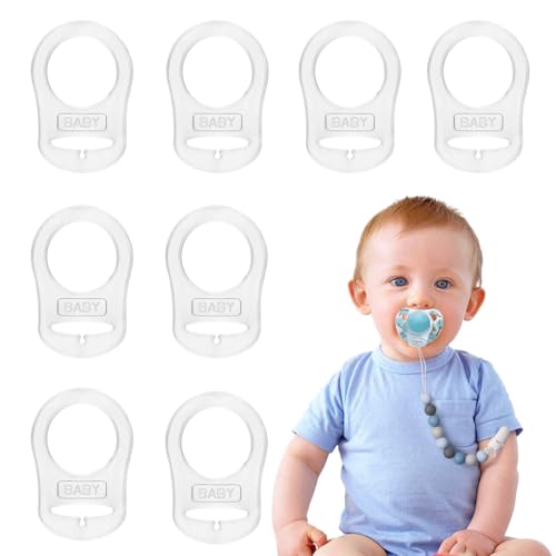 JYNVO 8 Pcs Silikon-Knopf-Ring, MAM Schnuller, Schnuller Adapter, Silikon Dummy Schnuller Halter Clip Adapter Ring, Silikonring für Schnuller von JYNVO