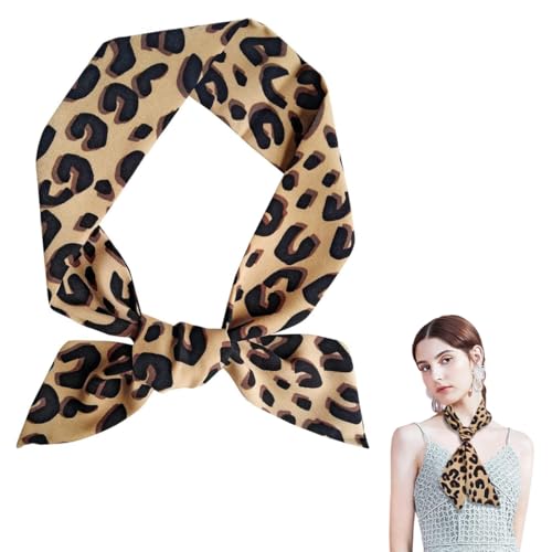 JYNVO Bandana 1 Stück Leopardenmuster - Schal (Leopardenmuster - Gelb 5cm×90cm) - Modisches Accessoire (Passt Alltag - Outfit, Styling - Akzent) von JYNVO