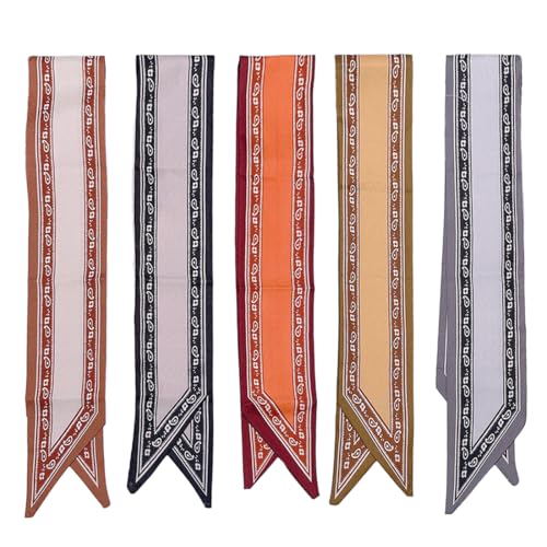 JYNVO Bandana 5 Stück Französisches Retro - Tuchset - Rand - Kaschmir - Blumen - Mehrfarben - Stil (7×90cm Passt Alltag - Outfit, Styling - Akzent) von JYNVO