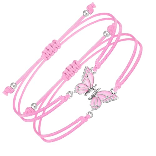 JYNVO Freundschaftsarmbänder Freundschaftsarmband 2 PCS Freundschaftsarmbänder mit Schmetterling + Karte, geeignet für Freundschaftsgeschenke zwischen Freundinnen/Kindern von JYNVO