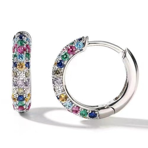 JYNVO Ohrringe Mädchen 1 Paar Bunt - Strass - Ohrringe - Kreis - Stil - Umweltfreundliches Legierungsmaterial (Passt Alltag, Party, Damen/Mädchen - Trage) von JYNVO