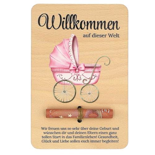 JYNVO Verpackung für Geldgeschenke Geburt 15 x 10 cm - Geschenkgutschein Baby Junge - Geldgeschenk Verpackung Holz - Handmade (B) von JYNVO