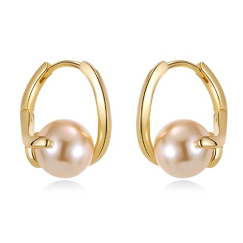 Perlen Ohrringe Silber, Stecker Damen Weiße, Gold Ring Ohrstecker Silber mit Perle, Wasserfest Hypoallergene Modeschmuck Ohrringe für Frauen Mädchen Braut Geschenk von JYNVO