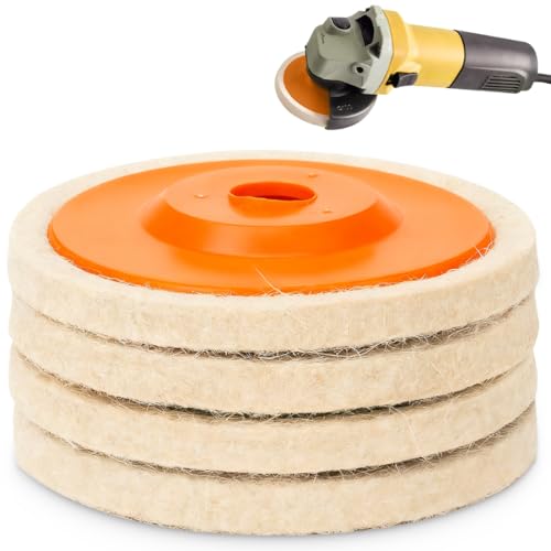 Polierhauben 4 Stück Winkelschleifer Wolle Schwabbelscheibe 125mm Polieraufsatz Winkelschleifer Schwabbelscheibe Flex Polierscheiben Schleifschleifen Tool für Glas,Keramik,Kunststoff, Auto von JYNVO