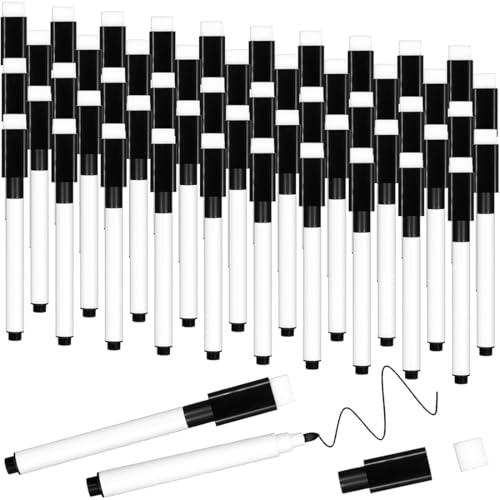 Whiteboard Marker, 40 Stück, Schwarz, Magnetisch, mit Schwamm, für Magnettafel, Flipchart, Zuhause, Schule, Büro von JYNVO
