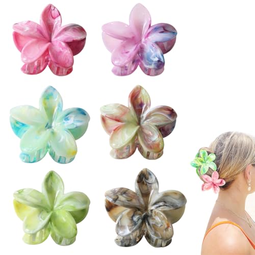 blumenspangen haare blumenspange 6pcs Damen Haarspange Frangipani Marmormuster Greifclip - Set von JYNVO