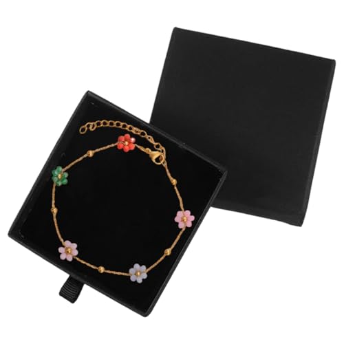 JYNXOR 1 Stück Vintage Daisy Blumenarmband Gold Perle Perlenarmband Blume Perle Armbänder Blumenarmband Armband Einstellbares Perlenhandkettenarmband Schmuck für Frauen, Damenschmuck mit Geschenkbox von JYNXOR