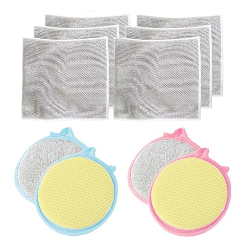 JYNXOR 10 Pcs Stahlschwamm, Metallschwamm, Zweiseitig Spülschwamme,Spülschwamm Groß Putzschwamm Waschbar,Scheuerschwämme für die Küche,Kratzfester Mikrofaser, Küchenschwamm für Geschirr/Küche/Bad/Glas von JYNXOR