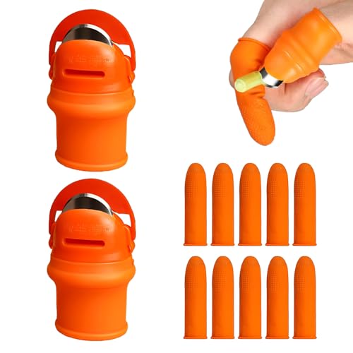 JYNXOR 12 Stück Daumenmesser aus Silikon, Fingermesser Ernte Werkzeug, Messer Separator mit Anti-Schnitt Fingerabdeckung, Gartenarbeit Gadget, Obst Pflanzen Pflücker für Obst Gemüse Trimmen Pflanzen-L von JYNXOR